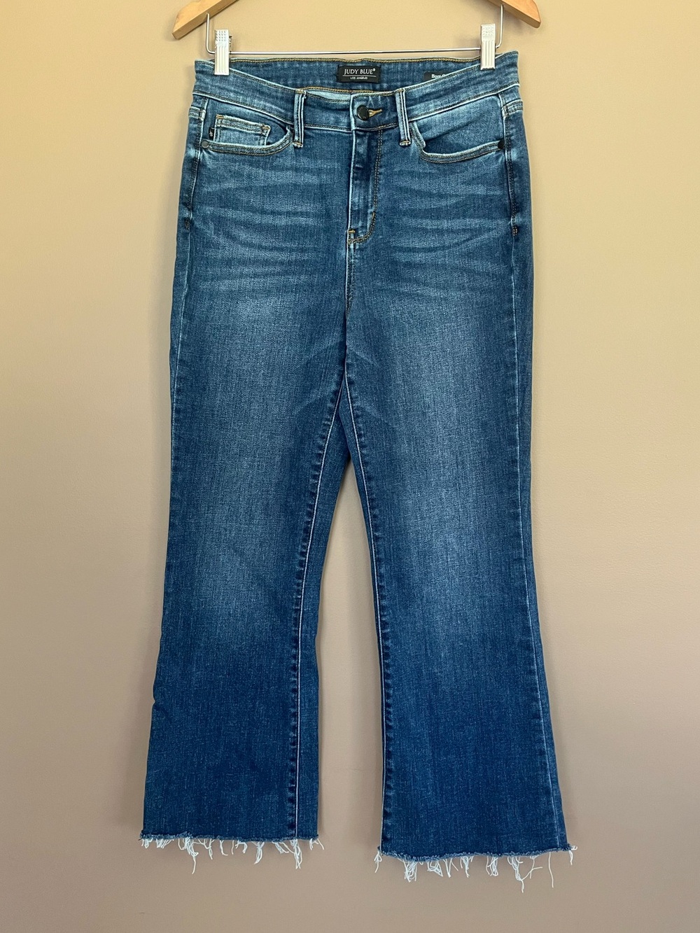 {Judy Blue} Boot Cut Denim Ankle Jeans with Raw Hem in Blue - Womens 9 / 29
